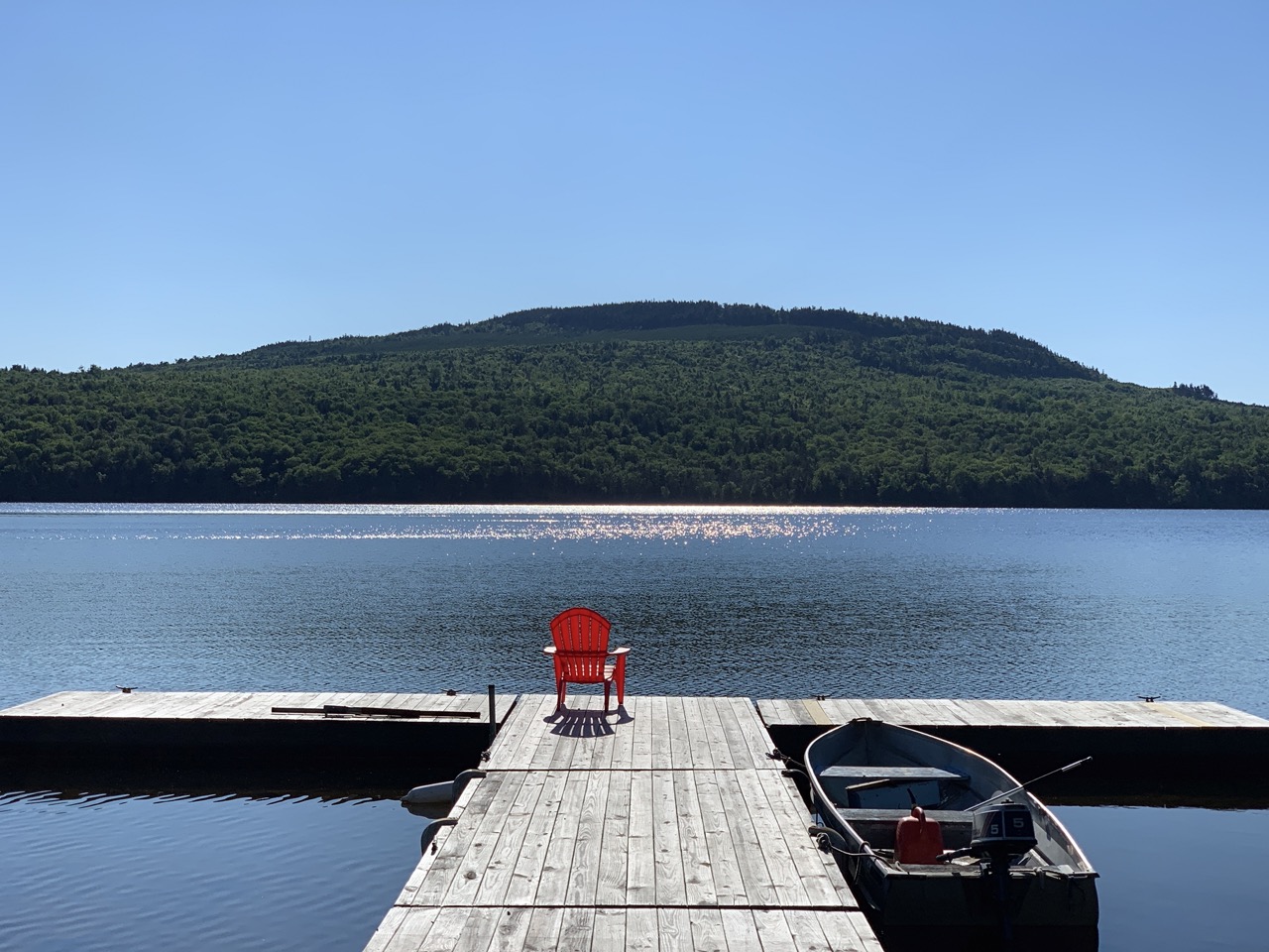 image of lake with a deck